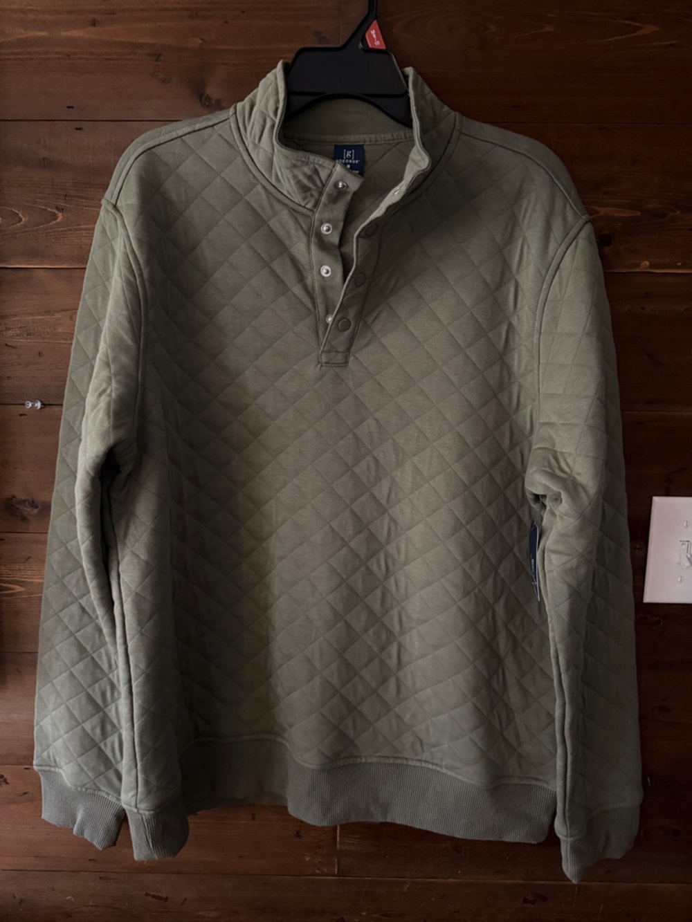 George Quilted Olive Green Pullover